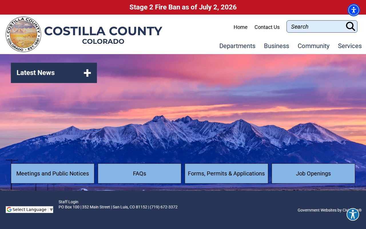 Costilla County court dockets county homepage source