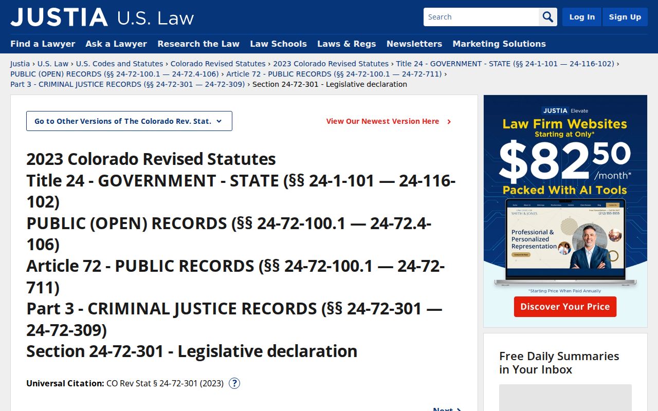 Costilla County District Court Colorado criminal justice records policy source