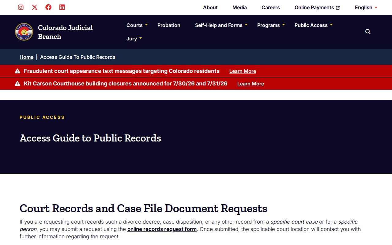 Costilla County Court public access guide