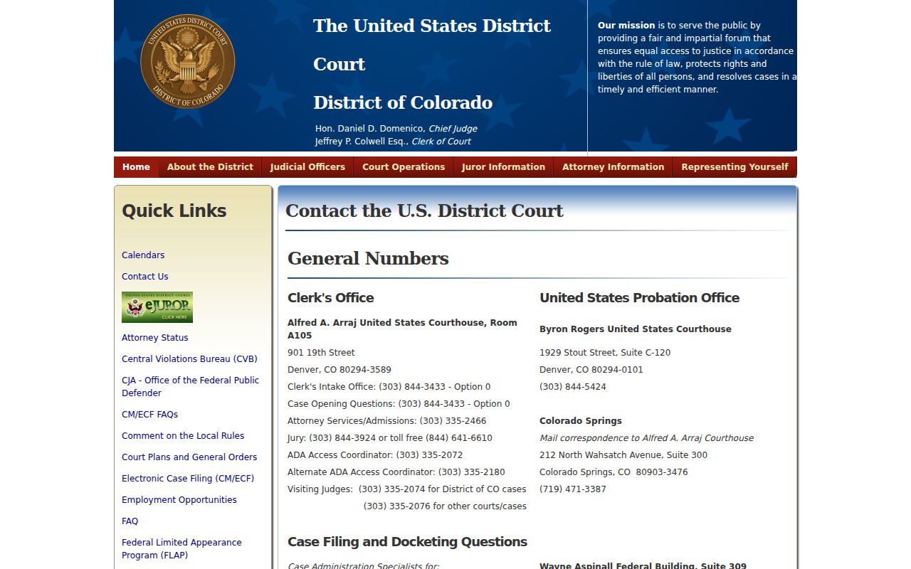 Costilla County marriage and divorce records U.S. District Court contact distinction
