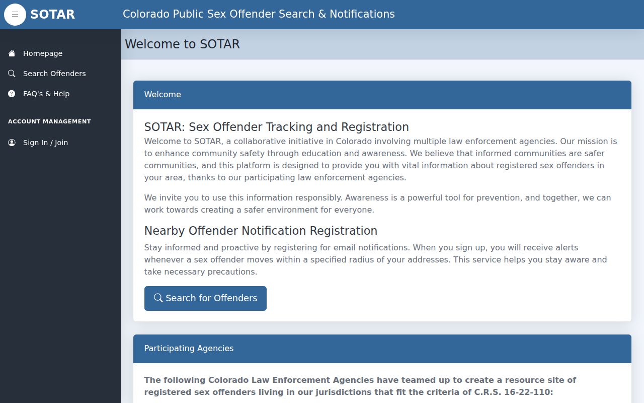 Costilla County traffic court records SOTAR public safety portal distinction