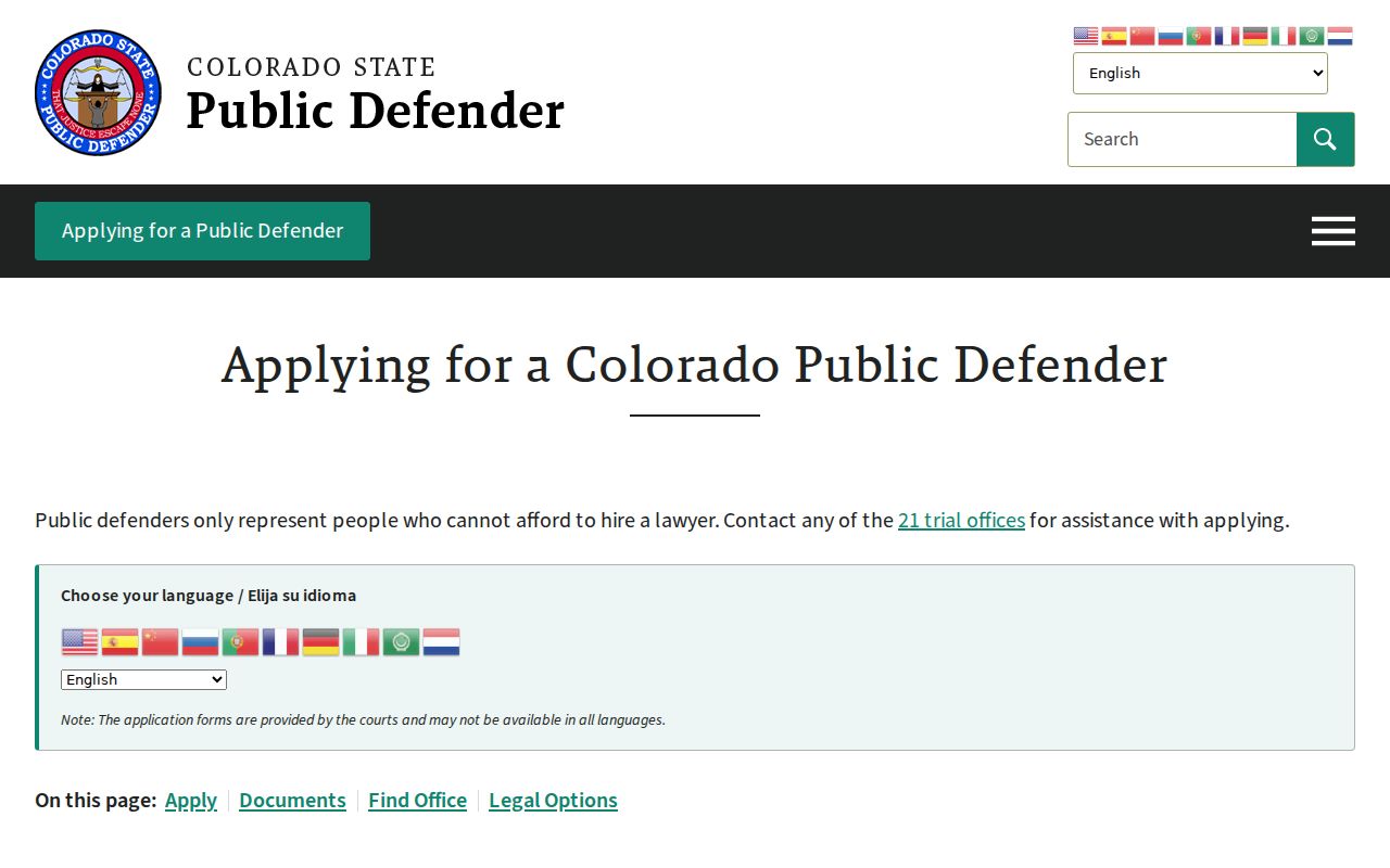 Costilla County warrant records public defender application information